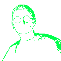 self portrait made with green pixal art